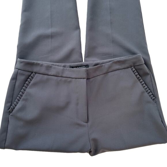 Zac & Rachel Pants Gray Ruffle Pockets Tapered Ankle Office Dress Slacks Size 12 - Picture 8 of 10